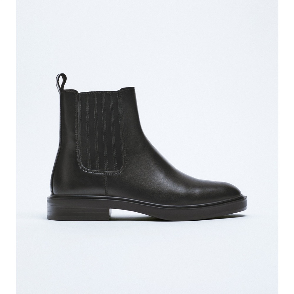 Leather low heel ankle boots
